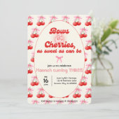 3e Verjaardag Coquette Kersen Bogen Bubble Letters Kaart (Staand voorkant)