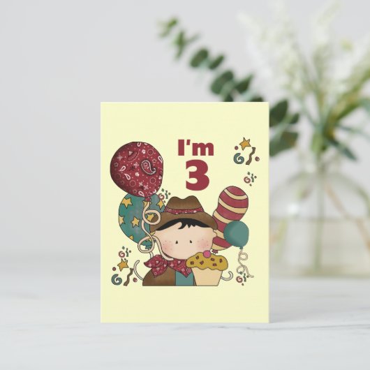 3e verjaardag Cowboy T-shirts en geschenken Briefkaart (Staand voorkant)
