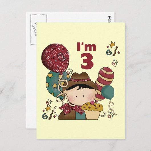 3e verjaardag Cowboy T-shirts en geschenken Briefkaart (Voorkant / Achterkant)