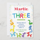 3e verjaardag dierballonvaarding kaart (Voorkant)