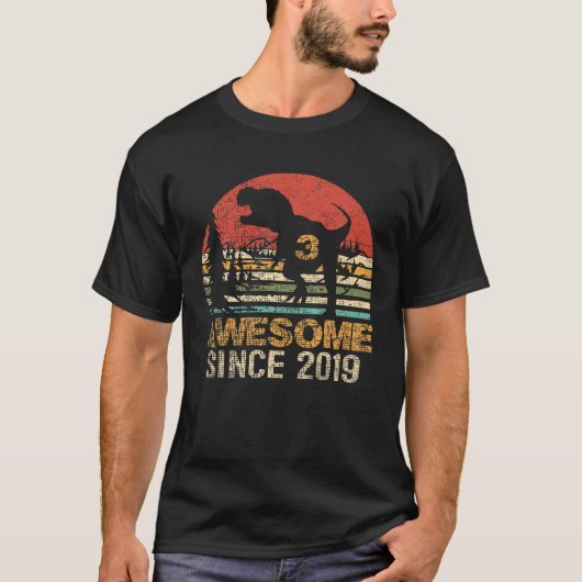 3e verjaardag Dinosaur Geweldige 2019 T rex 3 jaar T-shirt (Voorkant)