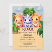 3e verjaardag Dinosaurus Feest een Dino Bash Kaart (Voorkant)