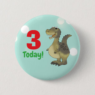 3e verjaardag dinosaurus verjaardag - 3e verjaarda ronde button 5,7 cm