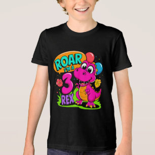 3e verjaardag Dinosaurusrug Ik ben een drie Rex Ki Tri-Blend Shirt