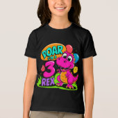 3e verjaardag Dinosaurusrug Ik ben een drie Rex Ki Tri-Blend Shirt (Voorkant)
