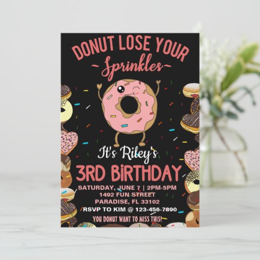 3e verjaardag Donut Theme Funny Quote Kaart (Staand voorkant)