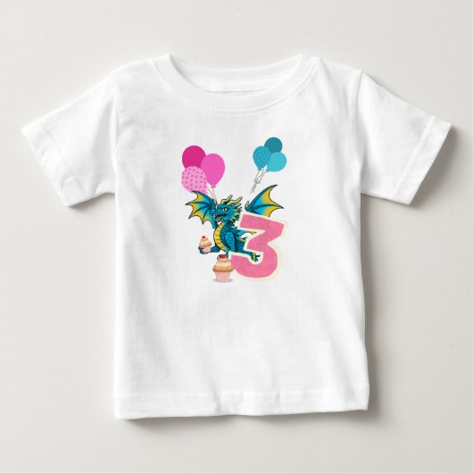 3e Verjaardag Draak T-Shirt (Voorkant)