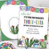 3e verjaardag Drie-Esta Kleurrijke Mexicaanse Fies Kaart