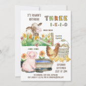 3e Verjaardag Drie I-E-I-O Jongens Boerderij Dier Kaart (Voorkant)