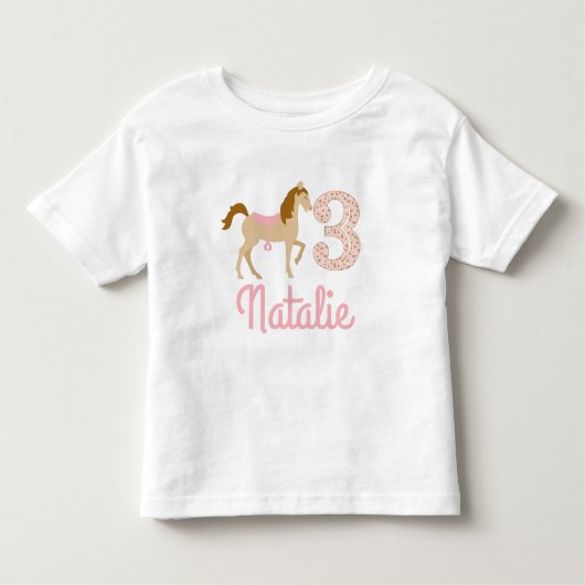 3e verjaardag drie jaar Shabby Chic Pony Shirt (Voorkant)