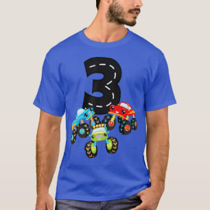 3e verjaardag Drie Monstervrachtwagens Nummer 3 Bi T-shirt