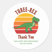 3e Verjaardag Drie Rex Dinosaur Fun Genderneutraal Ronde Sticker (Voorkant)