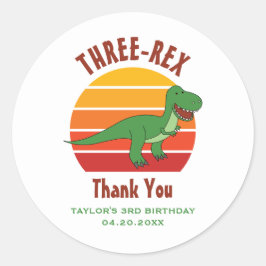 3e Verjaardag Drie Rex Dinosaur Fun Genderneutraal Ronde Sticker