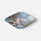 3e verjaardag eend dansen in een regen plas papieren bordje (Gebogen)