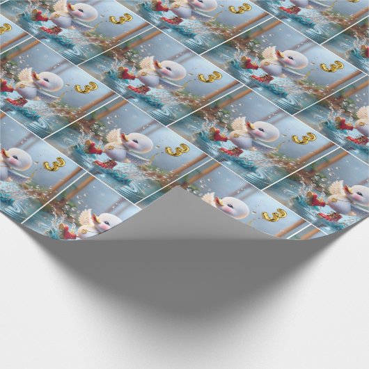3e verjaardag eendje dansen in een plas cadeaupapier (Hoek)