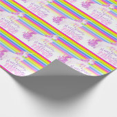 3e verjaardag eenhoorn kunst regenboog inpakpapier (Hoek)