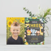 3e Verjaardag Feest Safari Oerwoud Dieren Jongen F Kaart (Staand voorkant)