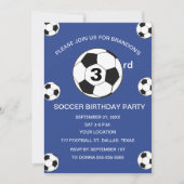 3e Verjaardag Feest Voetbal Blauwe Jongens Sport Kaart (Voorkant)