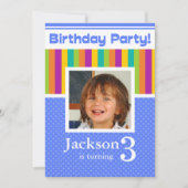 3e verjaardag feestelijke uitnodigingen vun neon B (Voorkant)