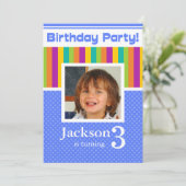 3e verjaardag feestelijke uitnodigingen vun neon B (Staand voorkant)