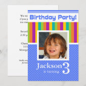 3e verjaardag feestelijke uitnodigingen vun neon B (Voorkant / Achterkant)