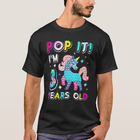 3e verjaardag Fidget Speelgoed Pop It Birthday Gir T-shirt (Voorkant)