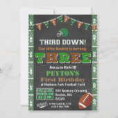 3e Verjaardag Football Feest Chalkboard Invitation Kaart (Voorkant)