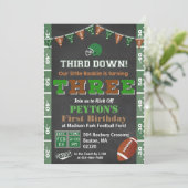 3e Verjaardag Football Feest Chalkboard Invitation Kaart (Staand voorkant)