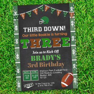 3e Verjaardag Football Feest Chalkboard Invitation Kaart