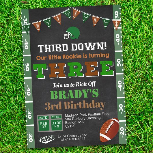 3e Verjaardag Football Feest Chalkboard Invitation Kaart
