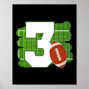 3e Verjaardag Football Thema 3 Jaar Oud Football L Poster