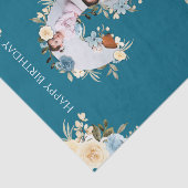 3e verjaardag Foto Collage Blauwgroen Blue Yellow  Tissuepapier (Detail)