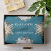 3e verjaardag Foto Collage Blauwgroen Blue Yellow  Tissuepapier (Geschenk)