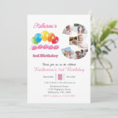 3e verjaardag foto collage nummer 3 Meisje Kaart (Staand voorkant)