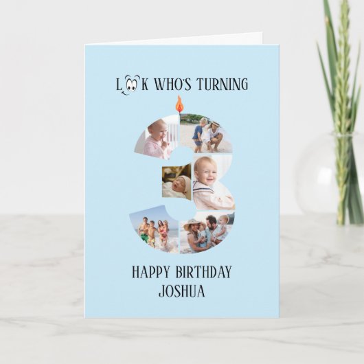 3e verjaardag fotokaart kaart (Voorkant)