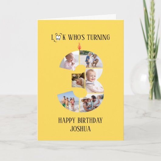 3e verjaardag fotokaart kaart (Voorkant)