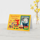 3e verjaardag fotokaart met speelgoed trein - spee kaart (Gele Bloem)