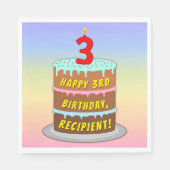 3e verjaardag: Fun Cake en Candle + Custom Name Servet (Voorkant)