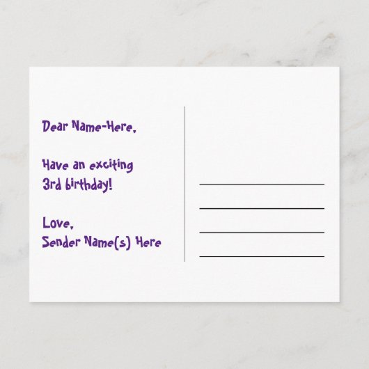 3e verjaardag: Fun Hearts Pattern, Rainbow 3 Briefkaart (Achterkant)