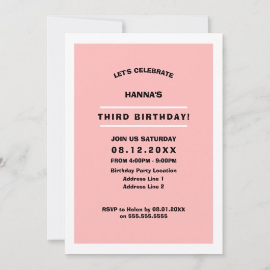 3e verjaardag | Fun Kat & Mice Custom Kaart (Achterkant)