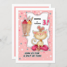 3e verjaardag | Fun Kat & Mice Custom Kaart