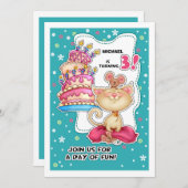 3e verjaardag | Fun Kat & Mice Custom Kaart (Voorkant / Achterkant)