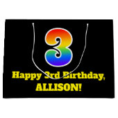 3e verjaardag ~ Fun, kleurrijk, levendig, regenboo Groot Cadeauzakje (Voorkant)