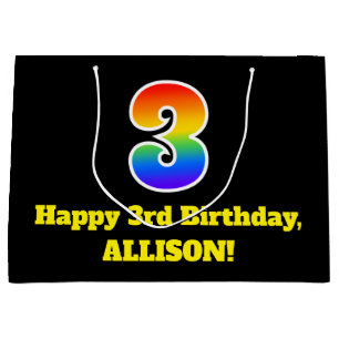 3e verjaardag ~ Fun, kleurrijk, levendig, regenboo Groot Cadeauzakje