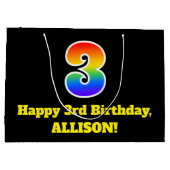 3e verjaardag ~ Fun, kleurrijk, levendig, regenboo Groot Cadeauzakje (Achterkant)