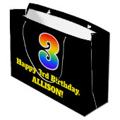 3e verjaardag ~ Fun, kleurrijk, levendig, regenboo Groot Cadeauzakje (Achterkant Gekanteld)