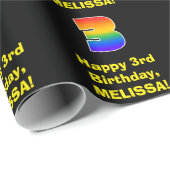 3e verjaardag: Fun, kleurrijke regenboog geïnspire Cadeaupapier (Rol Hoek)