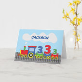 3e verjaardag gepersonaliseerde kleurrijke trein o kaart (Gele Bloem)