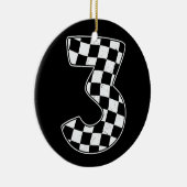 3e verjaardag geruite nummer 3 auto race vlag keramisch ornament (Rechts)