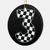 3e verjaardag geruite nummer 3 auto race vlag keramisch ornament (Links)